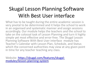 Skugal Lesson Planning Software With Best User interface