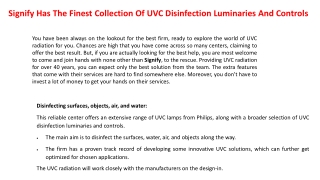 Signify Has The Finest Collection Of UVC Disinfection Luminaries And Controls