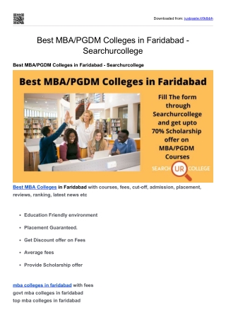 Best MBA/PGDM Colleges in Faridabad - Searchurcollege