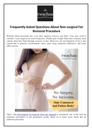 Frequently Asked Questions About Non-surgical Fat Removal Procedure