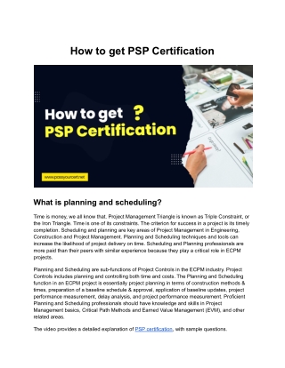 How to get PSP Certification
