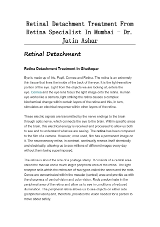 Retinal Detachment Treatment From Retina Specialist In Mumbai  Dr Jatin Ashar