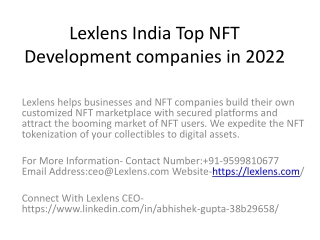 Lexlens India Top NFT  Development companies in 2022
