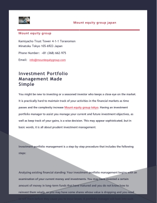 Investment Portfolio Management Made Simple