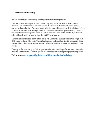 FD Prints is Fundraising