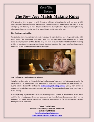 The New Age Match Making Rules