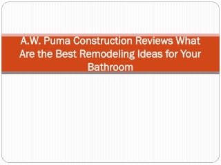 A.W. Puma Construction Reviews What Are the Best Remodeling Ideas for Your Bathroom