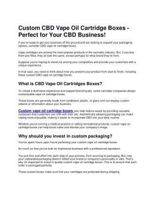 Custom CBD Vape Oil Cartridge Boxes - Perfect for Your CBD Business!