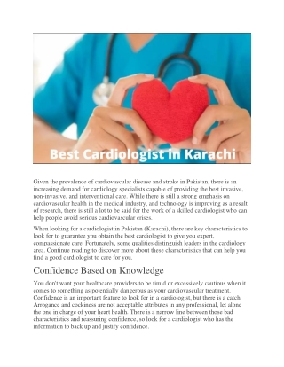 Best Cardiologist in Karachi