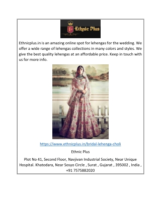 Lehengas For Wedding  Ethnicplus.in