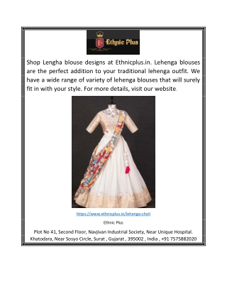 Lehenga Blouse Designs  Ethnicplus.in