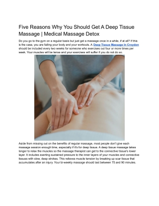 Five Reasons Why You Should Get A Deep Tissue Massage _ Medical Massage Detox