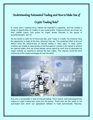 Understanding Automated Trading and How to Make Use of Crypto Trading Bots