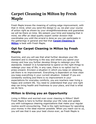 Carpet Cleaning in Milton by Fresh Maple