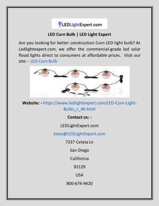 LED Corn Bulb  LED Light Expert