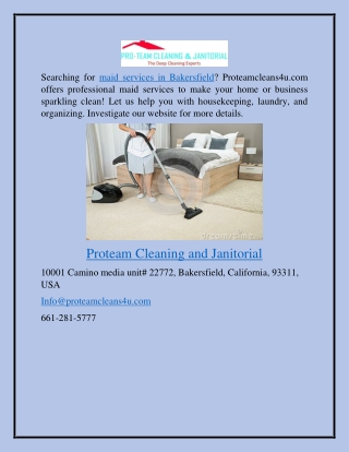 Maid Services in Bakersfield Proteamcleans4u.com