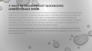 Easy guidelines to resolve QuickBooks Unrecoverable Error