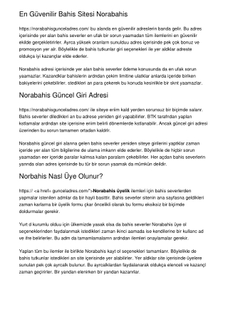 En Güvenilir Bahis Sitesi Norabahis