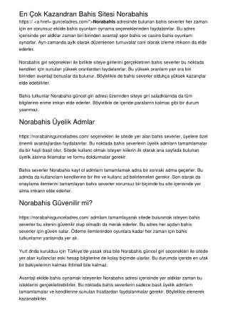 En Çok Kazandıran Bahis Sitesi Norabahis