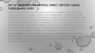 A complete step by step guide to set up QuickBooks Payroll Direct Deposit