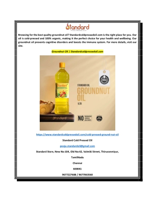 Groundnut Oil  Standardcoldpressedoil.com