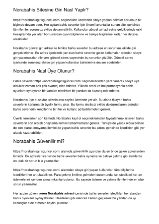 Norabahis Sitesine Giriş Nasıl Yapılır?