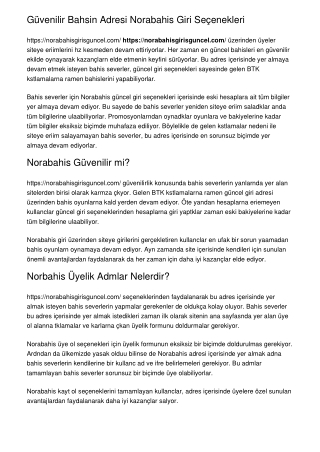 Güvenilir Bahsin Adresi Norabahis Giriş Seçenekleri