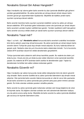 Norabahis Güncel Giriş Adresi Hangisidir?