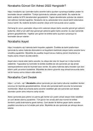 Norabahis Güncel Giriş Adresi 2022 Hangisidir?