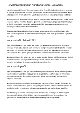 Her Zaman Kazandıran Norabahis Güncel Giriş Adresi