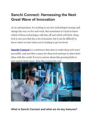 Sanchi Connect-Harnessing the Next Great Wave of Innovation