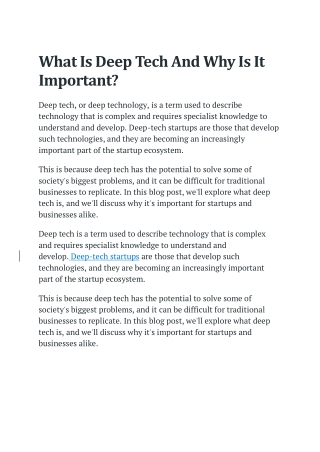 What Is Deep Tech And Why Is It Important
