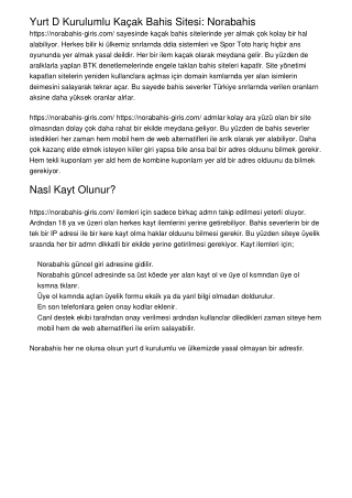Yurt Dışı Kurulumlu Kaçak Bahis Sitesi: Norabahis