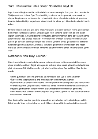 Yurt Dışı Kurulumlu Bahis Sitesi: Norabahis Kayıt Ol