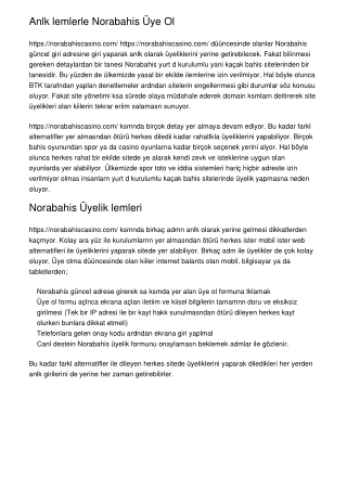 Anlık İşlemlerle Norabahis Üye Ol