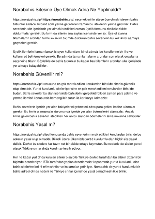 Norabahis Sitesine Üye Olmak Adına Ne Yapılmalıdır?