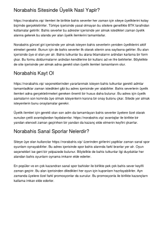Norabahis Sitesinde Üyelik Nasıl Yapılır?
