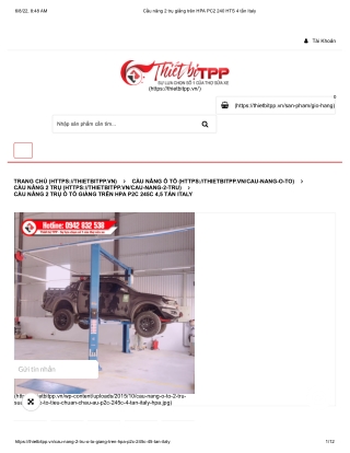 Cầu nâng 2 trụ giằng trên HPA PC2 240 Italy