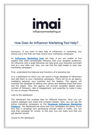 How Does An Influencer Marketing Tool Help