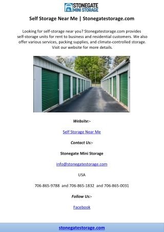 Self Storage Near Me | Stonegatestorage.com