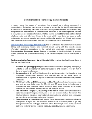 Communication Technology Market Reports