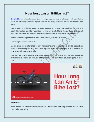 How long can an E-Bike last