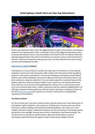 Vivid Sydney is Back Here are Few Top Attractions!