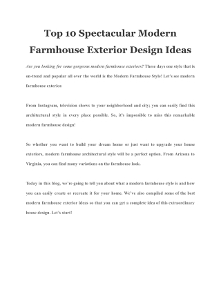 Top 10 Spectacular Modern Farmhouse Exterior Design Ideas