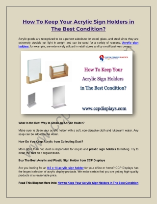 How To Keep Your Acrylic Sign Holders in The Best Condition
