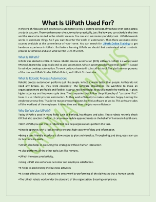 What Is UiPath Used For