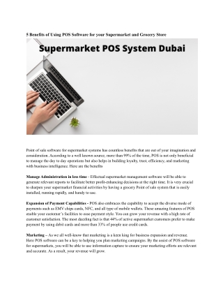 Supermarket POS System Dubai