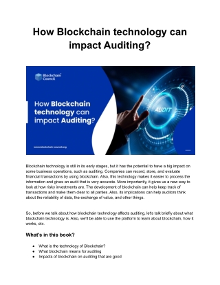 How Blockchain technology can impact Auditing