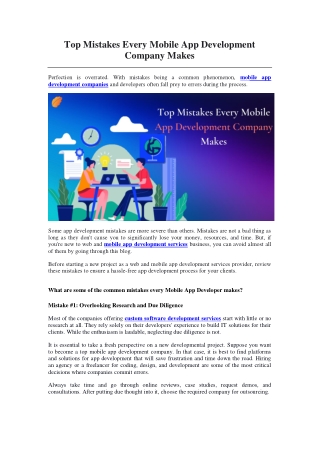 Top Mistakes Every Mobile App Development Company Makes