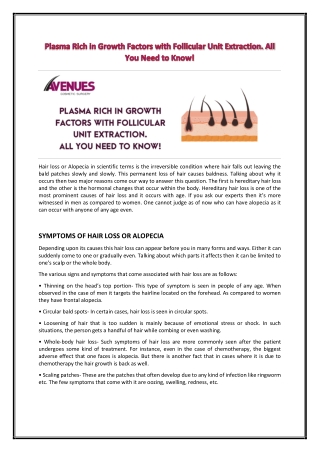 Plasma Rich in Growth Factors with Follicular Unit Extraction.